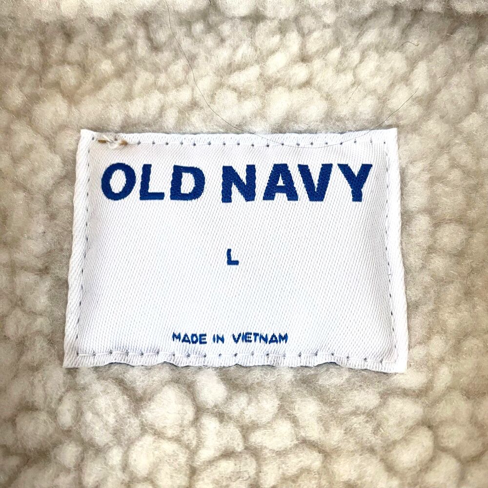 Old Navy Sherpa Lined Faux Suede Vest Womens Size L Cream Camel Brown Jacket - Picture 8 of 16